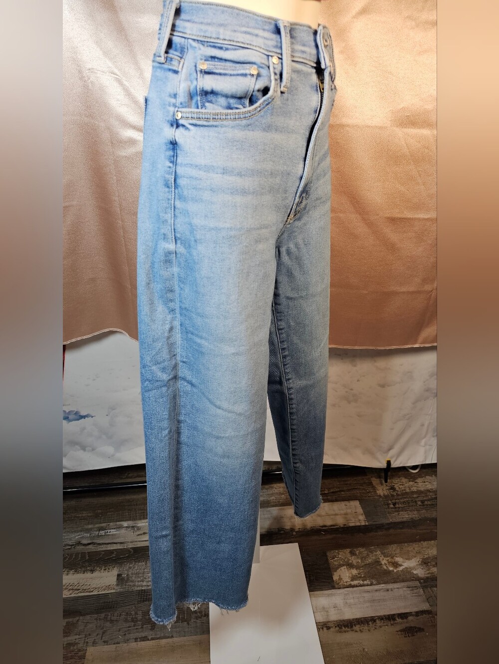 MOTHER The Rambler Zip Ankle Jeans Size 26 High Rise Wide Straight Raw Hem - Picture 3 of 7